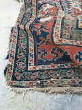 4'3 x 9'8 Worn Antique Caucasian Rug - Blue Parakeet Rugs