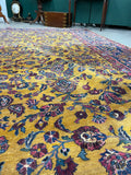 10’6 x 13’10 Antique Marigold Yellow Sarouk rug #2776 - Blue Parakeet Rugs
