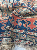 4'3 x 9'8 Worn Antique Caucasian Rug - Blue Parakeet Rugs