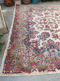 9'6 x 18'4 Vintage oversize floral Kerman rug #2097 / 10x18 Vintage Rug - Blue Parakeet Rugs