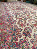 9'6 x 18'4 Vintage oversize floral Kerman rug #2097 / 10x18 Vintage Rug - Blue Parakeet Rugs