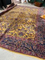 10’6 x 13’10 Antique Marigold Yellow Sarouk rug #2776 - Blue Parakeet Rugs