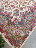 9'6 x 18'4 Vintage oversize floral Kerman rug #2097 / 10x18 Vintage Rug - Blue Parakeet Rugs