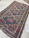 4'3 x 6'8 Antique flat weave Soumak rug #997 / 4x7 Vintage Rug - Blue Parakeet Rugs