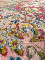 9'6 x 18'4 Vintage oversize floral Kerman rug #2097 / 10x18 Vintage Rug - Blue Parakeet Rugs