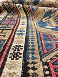 4'3 x 6'8 Antique flat weave Soumak rug #997 / 4x7 Vintage Rug - Blue Parakeet Rugs