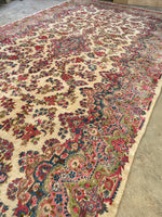 9'6 x 18'4 Vintage oversize floral Kerman rug #2097 / 10x18 Vintage Rug - Blue Parakeet Rugs