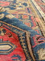 4'3 x 6'8 Antique flat weave Soumak rug #997 / 4x7 Vintage Rug - Blue Parakeet Rugs