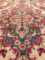 9'6 x 18'4 Vintage oversize floral Kerman rug #2097 / 10x18 Vintage Rug - Blue Parakeet Rugs