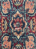 4'4 x 7'4 Worn antique floral design wool rug #588 / 4x7 Vintage Rug - Blue Parakeet Rugs