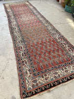 4' x 12'8 Worn to perfection paisley runner #2098 / 4x13 vintage runner - Blue Parakeet Rugs