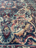 4'4 x 7'4 Worn antique floral design wool rug #588 / 4x7 Vintage Rug - Blue Parakeet Rugs