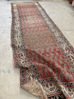 4' x 12'8 Worn to perfection paisley runner #2098 / 4x13 vintage runner - Blue Parakeet Rugs