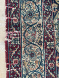 4'4 x 7'4 Worn antique floral design wool rug #588 / 4x7 Vintage Rug - Blue Parakeet Rugs