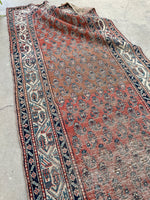 4' x 12'8 Worn to perfection paisley runner #2098 / 4x13 vintage runner - Blue Parakeet Rugs