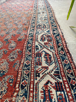 4' x 12'8 Worn to perfection paisley runner #2098 / 4x13 vintage runner - Blue Parakeet Rugs