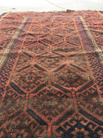 3' x 4'9 Antique Baluch Rug / 3x5 worn vintage rug - Blue Parakeet Rugs