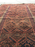 3' x 4'9 Antique Baluch Rug / 3x5 worn vintage rug - Blue Parakeet Rugs