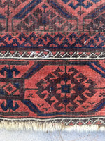 3' x 4'9 Antique Baluch Rug / 3x5 worn vintage rug - Blue Parakeet Rugs