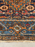 4'1 x 7' Antique Persian Kurdish rug #1952 / 4x7 Vintage Rug - Blue Parakeet Rugs