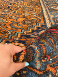 4'1 x 7' Antique Persian Kurdish rug #1952 / 4x7 Vintage Rug - Blue Parakeet Rugs