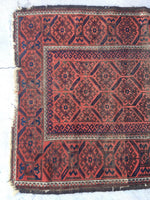 3' x 4'9 Antique Baluch Rug / 3x5 worn vintage rug - Blue Parakeet Rugs