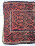 3' x 4'9 Antique Baluch Rug / 3x5 worn vintage rug - Blue Parakeet Rugs
