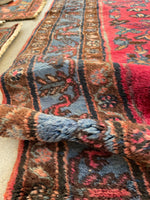 3'6 x 6'2 Antique ruby 'n' floral Persian rug #2101 / 4x6 Vintage Rug - Blue Parakeet Rugs