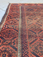 3' x 4'9 Antique Baluch Rug / 3x5 worn vintage rug - Blue Parakeet Rugs
