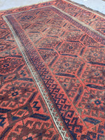 3' x 4'9 Antique Baluch Rug / 3x5 worn vintage rug - Blue Parakeet Rugs