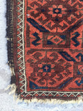 3' x 4'9 Antique Baluch Rug / 3x5 worn vintage rug - Blue Parakeet Rugs