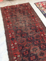 3'3 x 6'4 Antique Baluch Rug / 3x6 worn vintage rug (#745) - Blue Parakeet Rugs