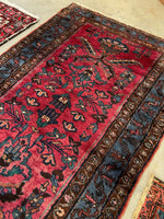 3'6 x 6'2 Antique ruby 'n' floral Persian rug #2101 / 4x6 Vintage Rug - Blue Parakeet Rugs