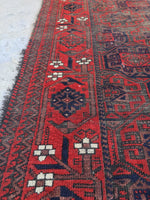 3'3 x 6'4 Antique Baluch Rug / 3x6 worn vintage rug (#745) - Blue Parakeet Rugs
