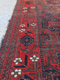 3'3 x 6'4 Antique Baluch Rug / 3x6 worn vintage rug (#745) - Blue Parakeet Rugs