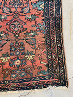 3' x 4'7 Antique scatter rug #2100 / 3x5 Vintage Rug - Blue Parakeet Rugs