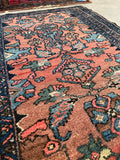 3' x 4'7 Antique scatter rug #2100 / 3x5 Vintage Rug - Blue Parakeet Rugs