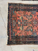 3' x 4'7 Antique scatter rug #2100 / 3x5 Vintage Rug - Blue Parakeet Rugs