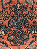 3' x 4'7 Antique scatter rug #2100 / 3x5 Vintage Rug - Blue Parakeet Rugs