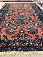 3' x 4'7 Antique scatter rug #2100 / 3x5 Vintage Rug - Blue Parakeet Rugs