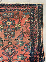 3' x 4'7 Antique scatter rug #2100 / 3x5 Vintage Rug - Blue Parakeet Rugs