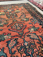 3' x 4'7 Antique scatter rug #2100 / 3x5 Vintage Rug - Blue Parakeet Rugs