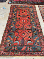 2'8 x 5' Antique Scatter rug #2102 / 3x5 Vintage Rug - Blue Parakeet Rugs