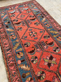 2'8 x 5' Antique Scatter rug #2102 / 3x5 Vintage Rug - Blue Parakeet Rugs