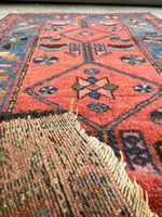2'8 x 5' Antique Scatter rug #2102 / 3x5 Vintage Rug - Blue Parakeet Rugs