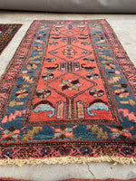 2'8 x 5' Antique Scatter rug #2102 / 3x5 Vintage Rug - Blue Parakeet Rugs