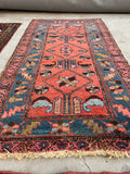 2'8 x 5' Antique Scatter rug #2102 / 3x5 Vintage Rug - Blue Parakeet Rugs