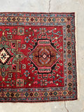 2'10 x 4'4 Antique Triple Medallion Tribal rug #2103 / 3x4 Vintage Rug - Blue Parakeet Rugs