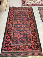 3' x 5'5' Nomadic Baluchistan rug #2099 / 3x6 Vintage Rug - Blue Parakeet Rugs
