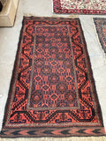 3' x 5'5' Nomadic Baluchistan rug #2099 / 3x6 Vintage Rug - Blue Parakeet Rugs